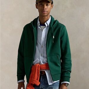 Polo Ralph Lauren men L Dark Green Zip-Up Hoodie